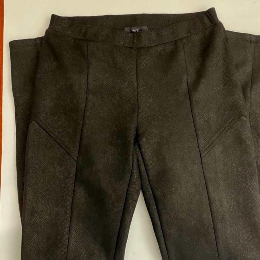 Black Sueded Animal Print Leggings by FATE